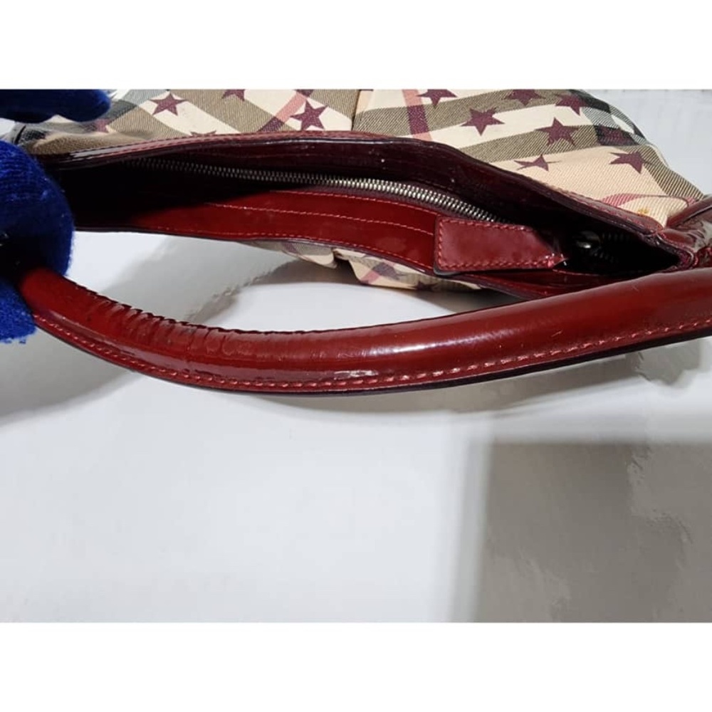 Authentic Burberry Nova Check Berry Red Star Small Hernville Hobo Bag Burgundy - Picture 9 of 13